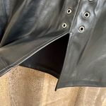 Andrea Sexy Goth Black Faux Leather Lace Up Bodycon Skirt Large Photo 5