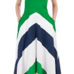 Eshakti  Women's Sz M/8 Chevron Stripe Colorblock Maxi Dress with side pockets Photo 0