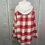 American Eagle  OUTFITTERS Plaid Flannel Button Up w Hood Red/White Ck-XL Photo 1