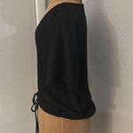 ZARA TRF Ribbed Knit V-Neck Tie Front Black Blouse S Casual Minimalist Boho Photo 3