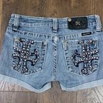 Miss Me Thick Stitching Rolled Cuffed Bedazzled Jean Shorts Photo 8