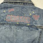 Hollister Y2K Denim Jacket Distressed Graffiti Women’s Small Photo 5