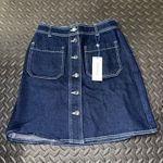 Popsugar  Denim Skirt Button Front Dark Wash Blue Jean Size 4 Photo 0