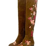 Ash Jess Russet Suede Over the Knee Boots Floral Embroidery Flat Riding EU 40 Photo 0