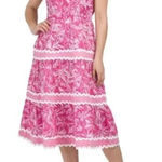 Sail To Sable NWT Sunburst Pink Midi Dress / Ric Rac Trim Size XL Cottagecore Photo 0