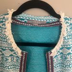 Valerie Stevens  Teal and White Patterned Open Cardigan Sz L Photo 2