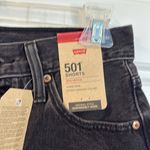 Levi's Levi’s 501 High Rise Frayed Hem None Stretch Denim Shorts In Black Wash 25 NWT Photo 4