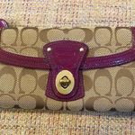 Coach Legacy Signature Slim Turn Lock Crossbody Ready Trifold Wallet Violet Trim Photo 0
