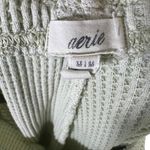 Aerie Waffle Knit Wide Leg Sweatpants Womens M Green Cozy Cool Girl Lounge Photo 4