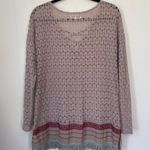 A’reve Beige Crochet Long Sleeve Lace Up V Photo 1