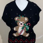 Bechamel Women Size S Vintage Wool Blend Teddy Bear Christmas Black Sweater Vest Photo 0