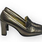 Vintage: Pancaldi ❁ Italian Leather Heeled Loafers ❁ Metallic Gunmetal ❁ 6M ❁ Size 6 Photo 0