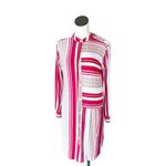 Hale Bob NWOT Striped Mandarin Collar Nightshirt Pajama Shirt Bamboo Photo 3