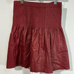 Leifsdottir for Anthropologie Red Leather Smocked Mini Skirt – Size 4 Photo 0