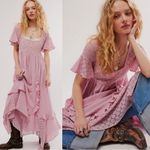 Free People  Ethereal Bohemian Bring The Romance Midi Maxi Dress Pink Medium Photo 1
