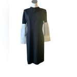 Rene Lezard Virgin Wool Dress w/ Detachable Sleeves Black Size 8 Photo 1