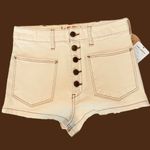 We The Free Free People Denim Jean Shorts New  27 Button Fly High Waist Ivory Photo 2