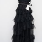 Betsy and Adam Gigi Long Ruffle Mesh Dress Photo 7