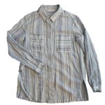 Athleta  long sleeved blue/white pinstripe women’s shirt, size XS. EUC Photo 6