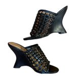 Shoe Dazzle Nancee Black Woven Lattice Wedges Heels New with Imperfections NWI 7 Photo 0