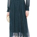 Zimmermann MONCUR SHIRRED POLKA-DOT CREPON MIDI DRESS IN TEAL SLIP DRESS Size 0 Photo 0