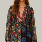 Farm Rio  Black Mixed Arabesque Scarves Long Sleeve Mini Dress Size Small NEW Photo 0