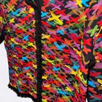 Vintage Michael Simon colorful criss cross mesh ribbon cardigan sweater Black Size L Photo 1