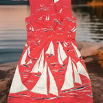 Maeve Sz 6 Anthropologie Sleeveless Dress Sailboats Red White Coastal Preppy Photo 0