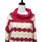 Gary Collective Turtle Neck Sweater Long Sleeve Stripes Knit Pink Cream W L NWOT Size L Photo 2