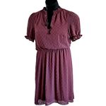 Monteau Los Angeles Swiss Dot Short Sleeve Dress with Necktie – Size Medium Purple Photo 3