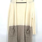 Madewell size XXS long open front cardigan sweater merino wool blend cream brown Photo 0
