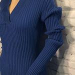 Vintage Grace Royal Blue Vneck Ribbed Sweater XL Photo 3