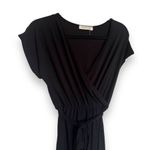 Tiffany & Grey Womens Romper Sz Petite L Black Short Sleeves Long Pants Stretchy Photo 2