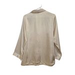 Jones New York  Long Sleeve Satin Button Down Blouse Beige Size Medium Photo 1