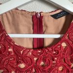 ZARA  Crochet Lace Boho A Line Mini Dress‎ Size Large Burgundy Wine Valentine Photo 15