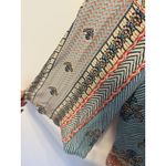 Tolani  Women‎ Shirt Tunic Silk Multicolor L Embroidered Neckline Tassel Tie Boho Photo 4