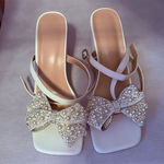 SheIn Rhinestone bow white heels  Photo 0