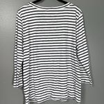 Talbots Women's Black & White Stripe Beaded Top - Size Large - Coastal Nautical Photo 6