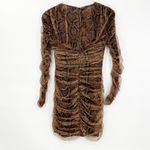 ZARA NWT Tulle V-Neck Ruched Bodycon Mini Dress S Brown Photo 3