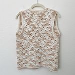 [Vintage] Handmade Crochet Knit Beige Cream Open Vest Boho Size Small Medium Brown Photo 1