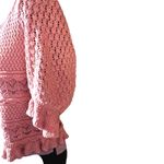 Q&A Los Angeles Women L Pink Crochet Ruffle Square Neck Puff Sleeve Sweater Size XL Photo 3