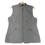 Orvis Sunderland Womens Quilted Vest Gray Medium Full Zip Pockets Plaid Lined Photo 0