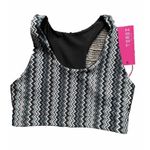 Terez  NWT Women’s Size‎ L Striped Black Grey Sports Bra Photo 0