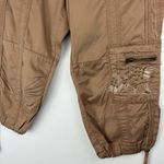 Y2K Original & Glamour Sz Large Cargo Baggy Crop Pants Patchwork Embroidered Tan Photo 7