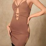 SheIn Brown Backless Cut Out Bodycon Dress Photo 0