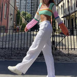 Mutlicolored Crochet Cropped Sweater Multiple Photo 0