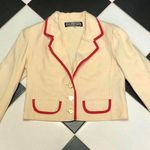 Vintage Philippe Venet Boutique Paris Cream Red Trim Blazer RARE 60s 70s CUSTOM Yellow Size M Photo 0