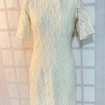 Ann Taylor NWT Ivory Textured Crew Neck Short Sleeve Sheath Dress Size 6 Photo 0