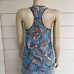 Trina Turk Sleeveless Silk Top Blouse Women’s Small Blue Retro Colorful Tropical Photo 5