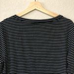 Who What Wear Black Ribbed Button Down White Stripe Long Sleeve L Photo 3